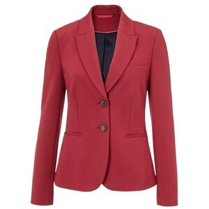 BODEN Elizabeth Point Blazer Berry Red Pink Jacket Size 2 2P Petite Stretch Work
